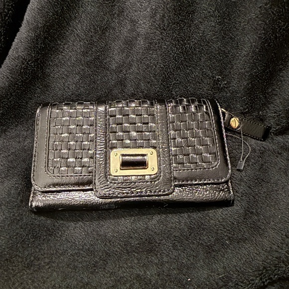 Elliott Lucca Black Cow Leather Clutch with Sliver Detail - Picture 8 of 12